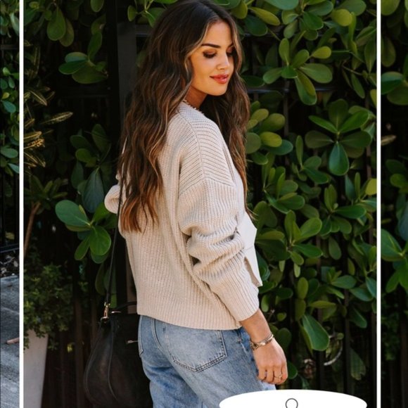 VICI Cardigan Sweater Front Pockets Cream Beige - Picture 4 of 7